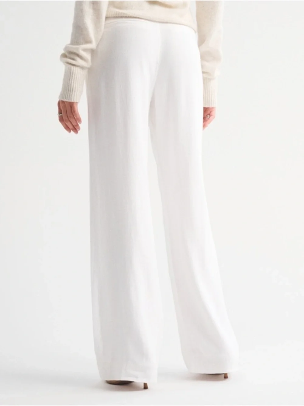 Abercrombie & Fitch Sloane Linen-Blend Tailored Wide Leg Pant White Size XS - Picture 3 of 13